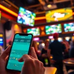 Engage in online Betting with a vibrant sports bar scene showcasing digital betting experiences.