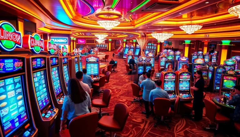 Engaging players enjoying slot online apiraja88 amidst vibrant casino visuals.