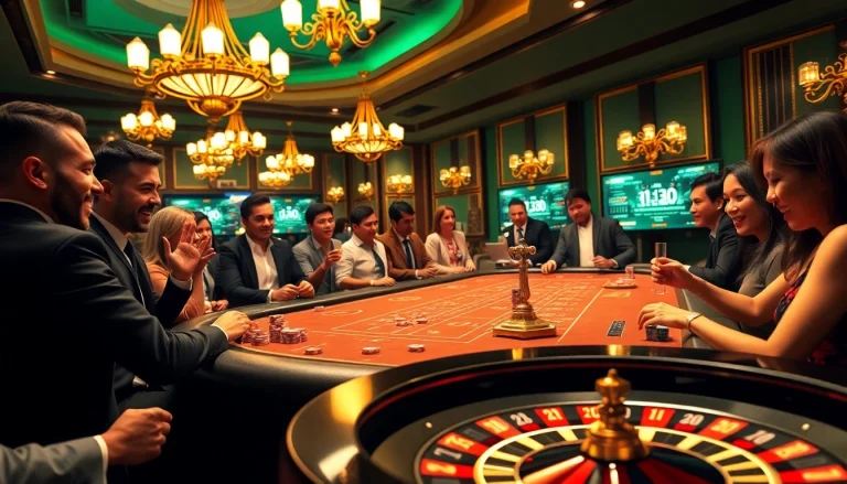 Players engaging in a thrilling pahala4d gaming experience at a luxurious casino table.