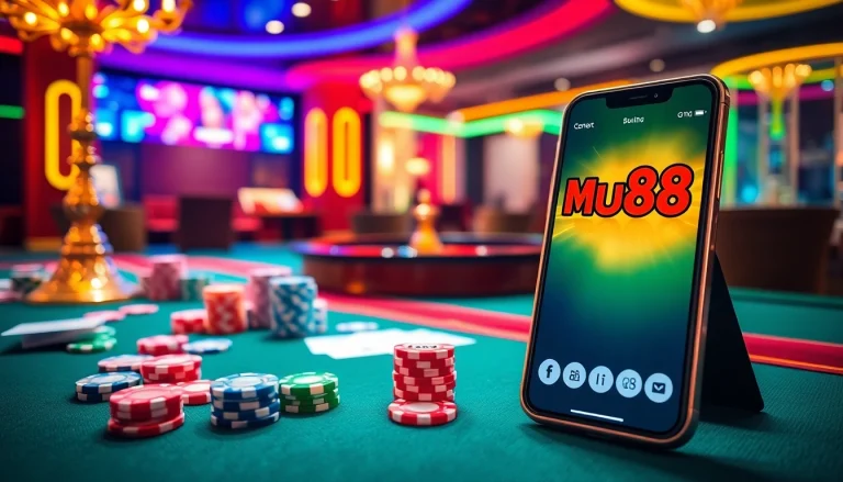 Gambling with thrill at the MU88 link online casino showcasing exciting games and vibrant technology.