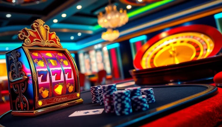 KTPJITU alternatif slot experience with an exciting casino scene showcasing colorful slot machines and poker tables.